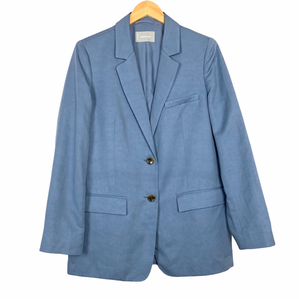 Everlane The Cotton-Linen Blazer Size 8 Blue - Picture 4 of 12